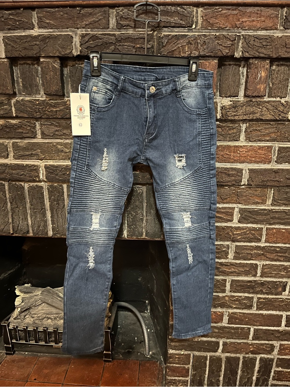 Marshall Blue Ribbed Distressed Kids Jeans